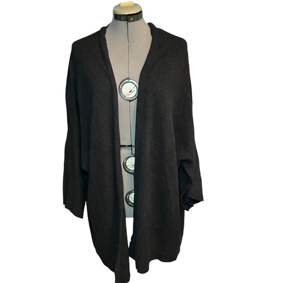 Eileen Fisher Gray Open Front Cardigan 100% Organic Cotton Women's XL Sweater - Picture 7 of 7